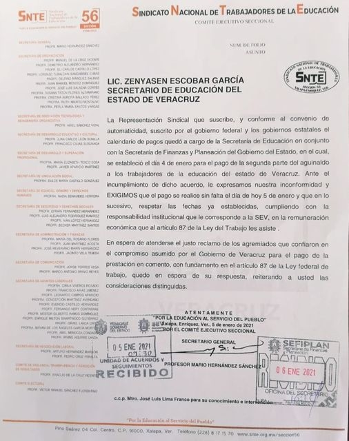 Denuncia la Sección 56 incumplimiento de la SEV y Sefiplan del pago de la segunda  parte del aguinaldo a trabajadores de la educación – Periodismo sin límites